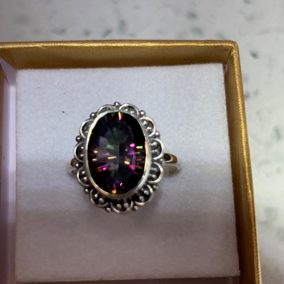 Rainbow Mystic Topaz Sterling Silver Ring Size 9 New In Box! - Picture 10 of 14
